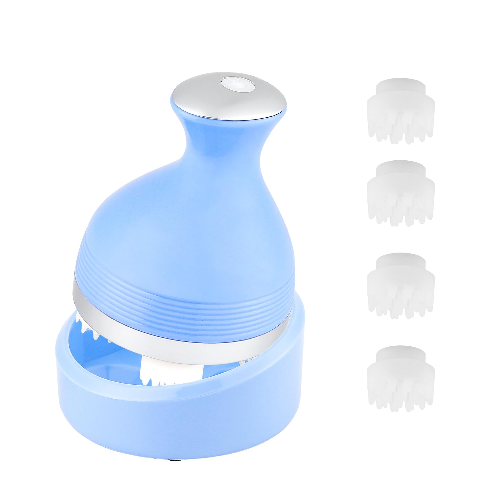 LIARTY Electric Scalp Massager, Portable Rechargeable Head Massager with 4 Removable Massage Claws, Waterproof Handheld Hair Scalp Scratcher Massage for Neck Shoulder Body, Blue