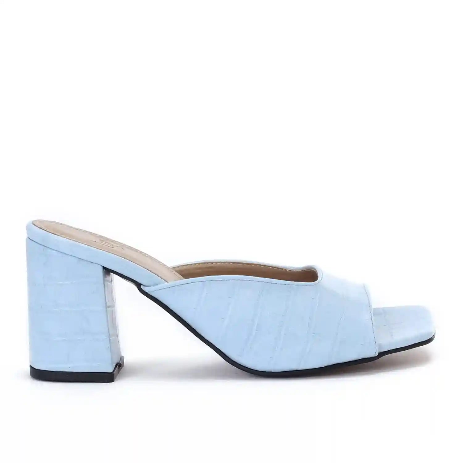 womens Square Cut High Heel Mule Heeled Sandal - Safqqa Egypt