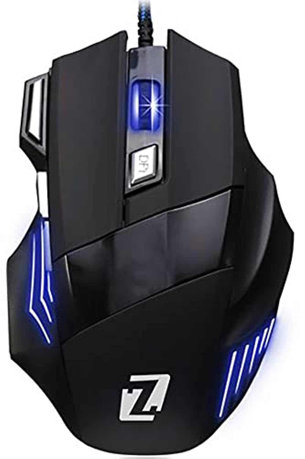 ماوس العاب ضوئي Zr-1800 7D LED بسلك USB 3200 نقطة لكل بوصة للاب توب والكمبيوتر من زيرو - اسود