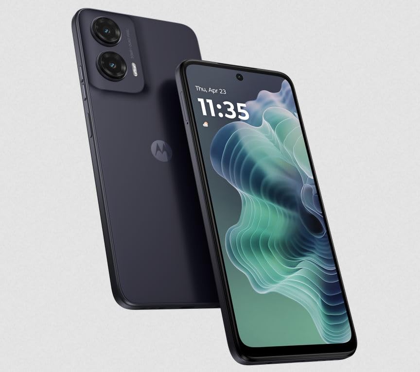 موتورولا موتو g35 5G 8GB RAM 256GB UFS 2.2 هاتف ذكي بنظام أندرويد 14، أسود منتصف الليل (تتضمن العبوة شاحن وغطاء) ضمان لمدة سنة - صفر ضريبة