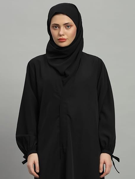 Styleville.in Women Abaya with Hijab Black Modest Wear Set