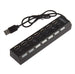 Generic 7 Port USB 2.0 Hub Adapter with Power Switch & LED Light (Black) - Safqqa Egypt