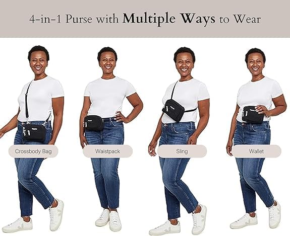 حقيبة نسائية صغيرة بغاليني ثلاثية السوستة قابلة للتحويل – خفيفة ومقاومة للماء