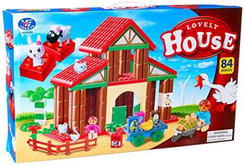 Yong Fa 222-H05 Farm Shaped Building Blocks - 84 Pieces
