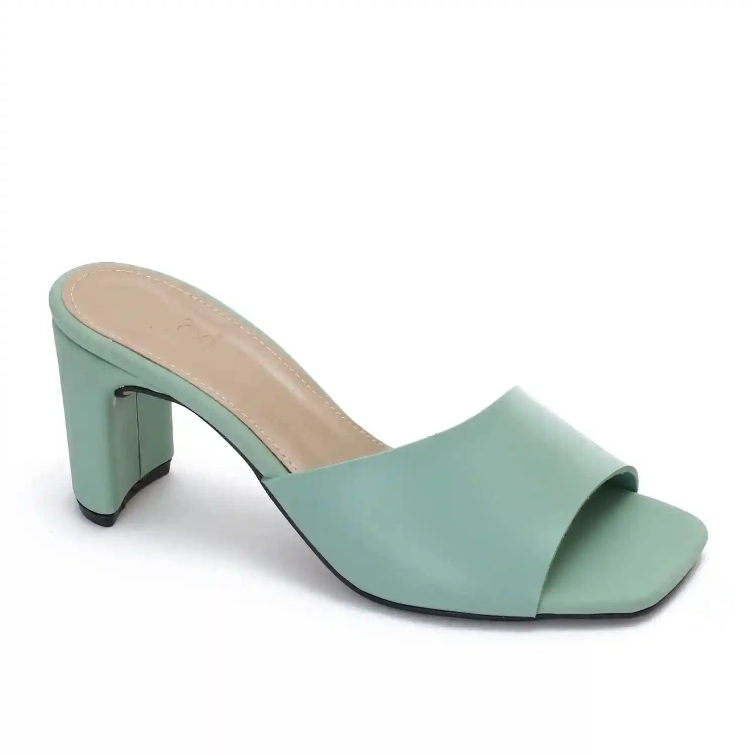 womens Curved Mid Heel Mule Heeled Sandal - Safqqa Egypt