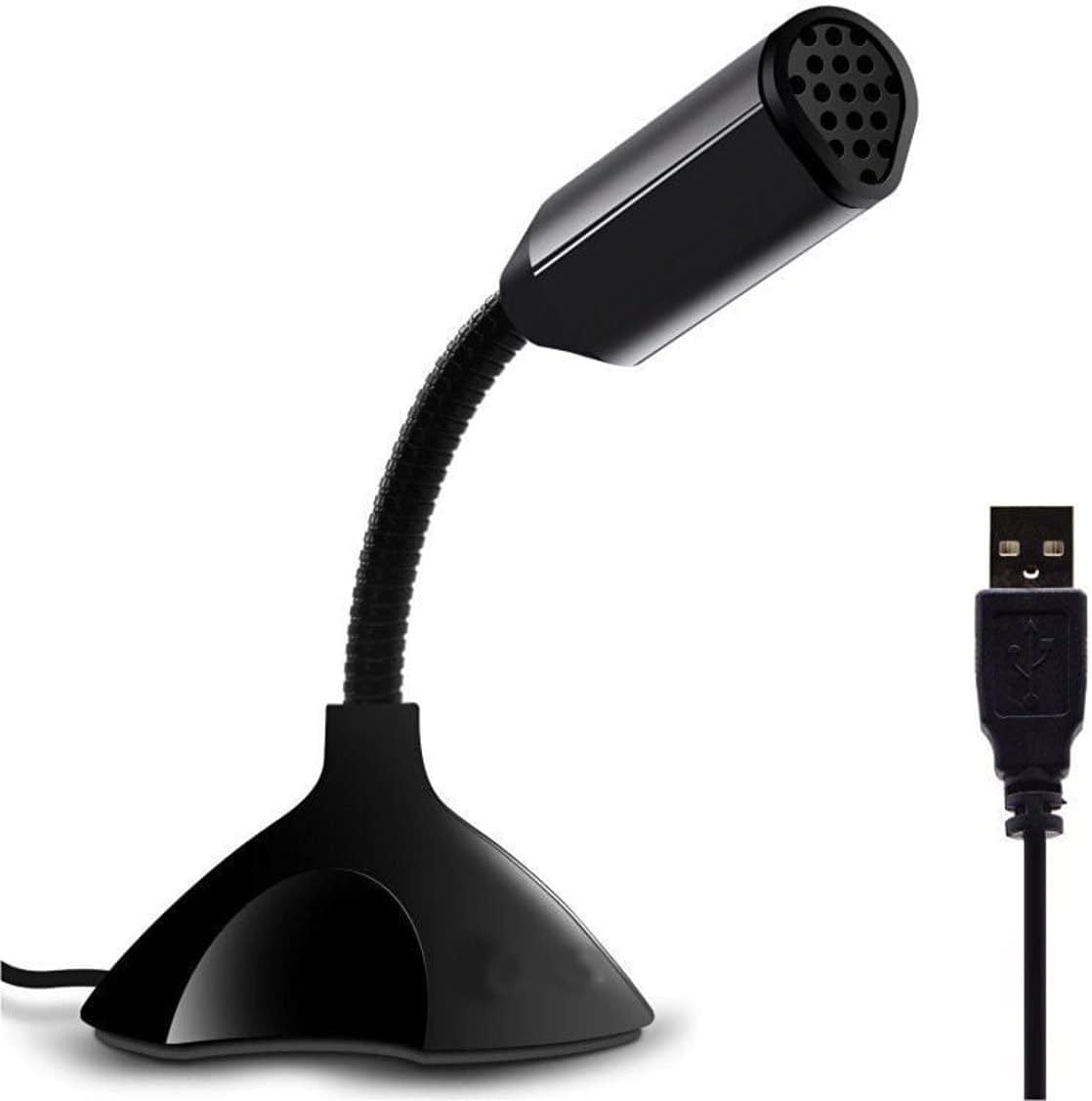 ميكروفون مكتبي قابل للتعديل Keendex kx 2764 360 USB يدعم الدردشة الصوتية والتسجيل - أسود