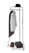 WENKO Coat Rack Freestanding, Clothes Hanger Stand for Entryway, Coat Rack with Shoe Storage, Adjustable Corner Coat Rack, White/Chrome, Holds up to 110lbs, 27.6 x 44-65.4 x 21.7 in