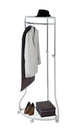WENKO Coat Rack Freestanding, Clothes Hanger Stand for Entryway, Coat Rack with Shoe Storage, Adjustable Corner Coat Rack, White/Chrome, Holds up to 110lbs, 27.6 x 44-65.4 x 21.7 in