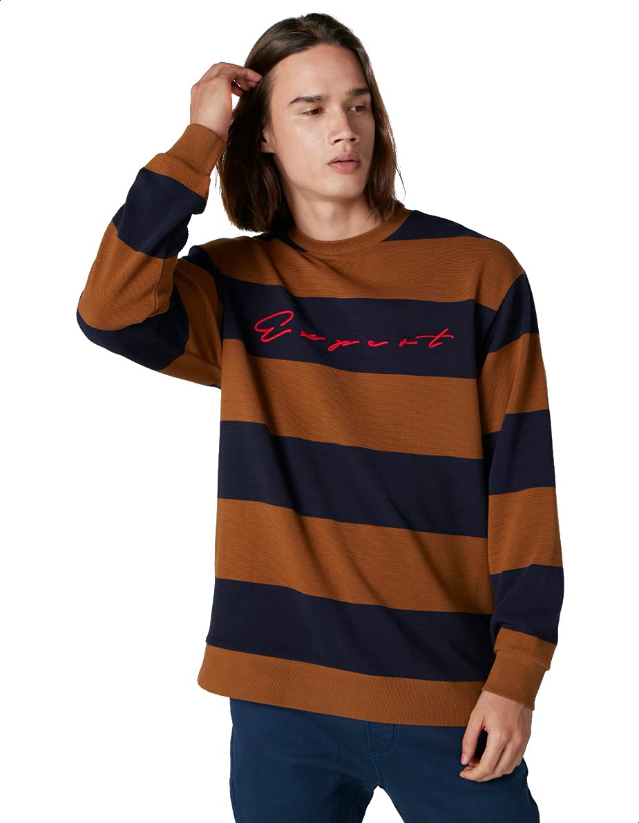 سويت شيرت رجالي مخطط ذو لونين بياقة دائرية وأكمام طويلة من سبلاش