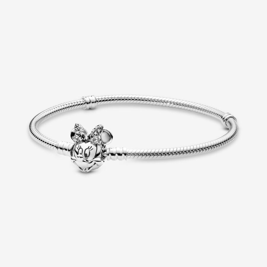 Pandora Disney Moments Pavé Minnie Mouse Clasp Snake Chain Bracelet 16cm