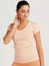 Solid V-neck T-shirt with Cap Sleeves - Safqqa Egypt