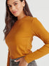Textured Crew Neck T-shirt with Long Sleeves
