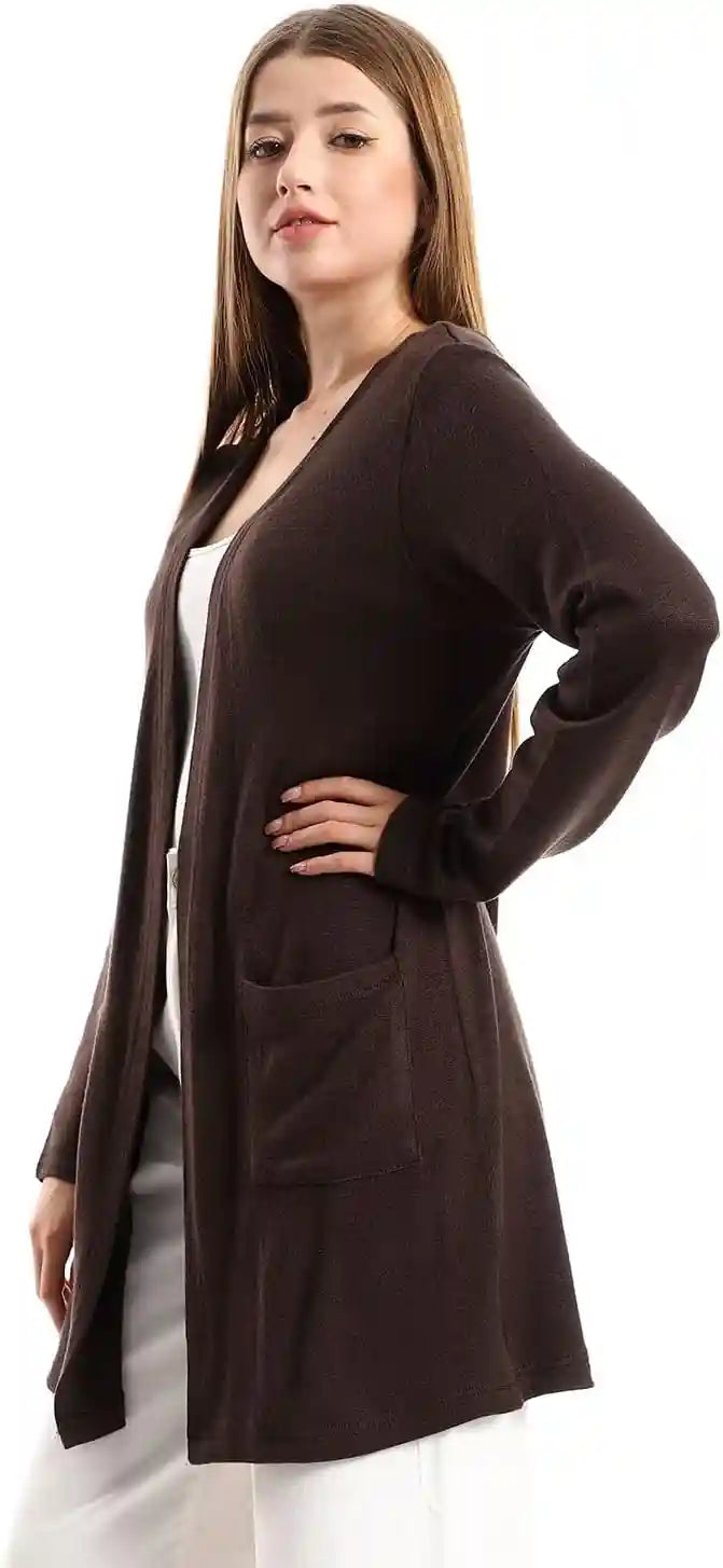 JAMILA Women Side Pockets Short Cardigan SWEATER
