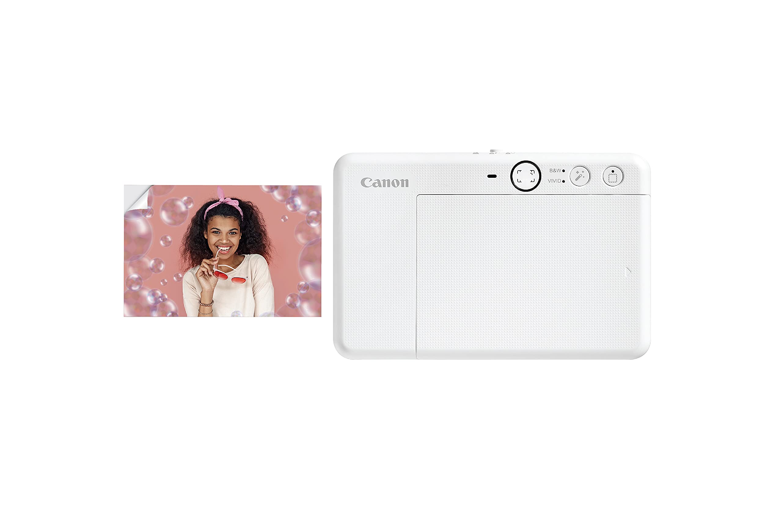 Canon 4519c007 zoemini s2 (pearl white) - slimline instant camera and pocket photo printer, ideal for snapping selfies with a built in mirror and ring-light - Safqqa Egypt