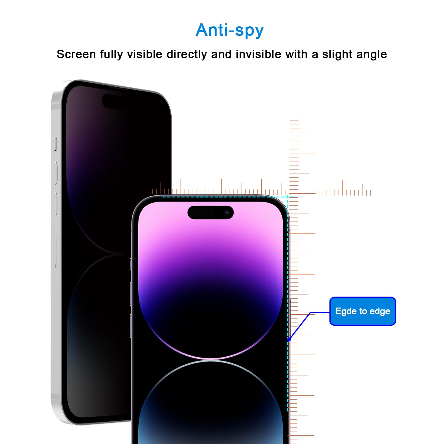 Privacy 9H Tempered Glass Screen Protector With Easy Installation Frame INCLUDED 3D Protector Edge to Edge Protection For iPhone (iPhone 14 Pro Max)