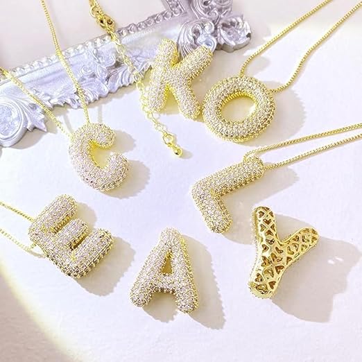 Boolygo Bubble Letter N Necklace Gold Plated Initial Pendant