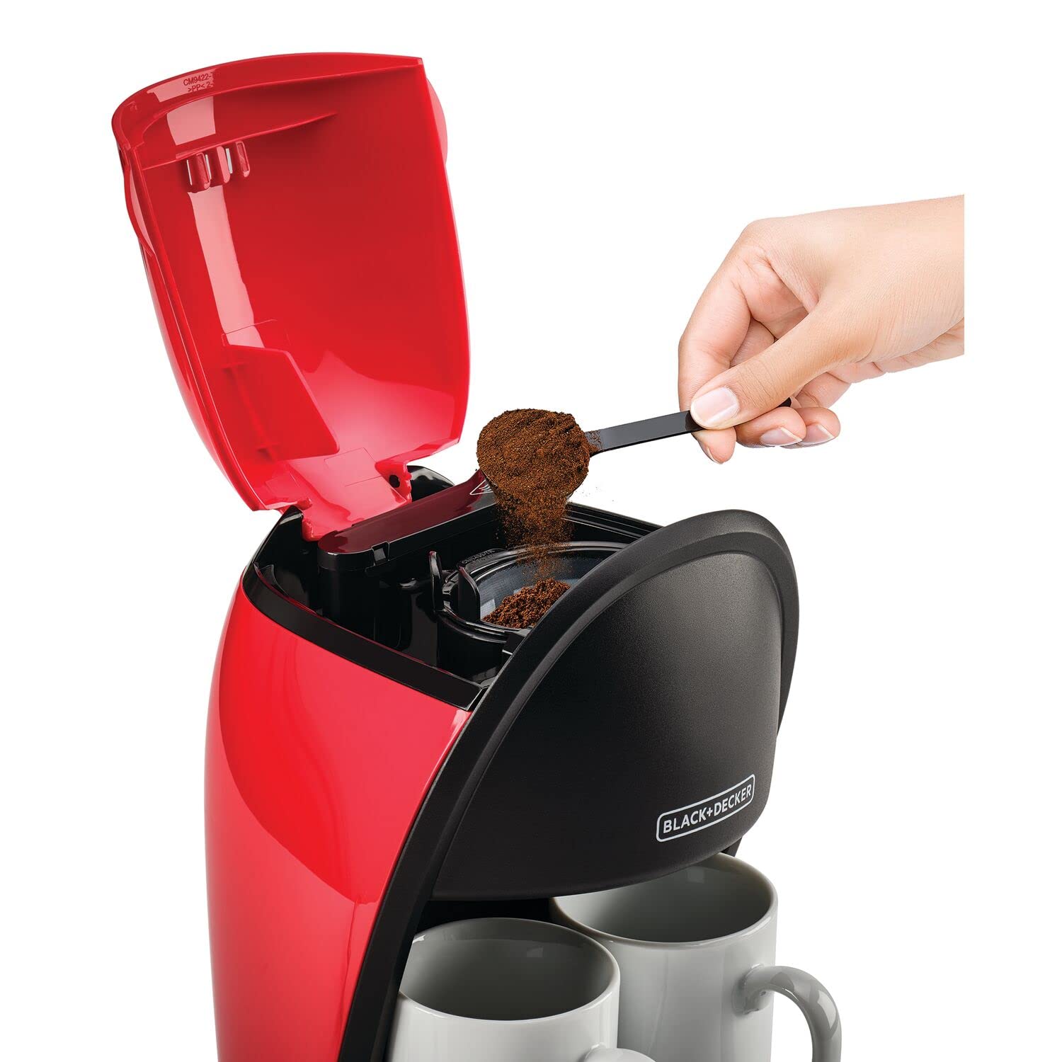 ماكينة قهوة بلاك آند ديكر 450 واط – كوبين، سعة خزان 250 مل، للقهوة المقطرة والإسبريسو، أحمر