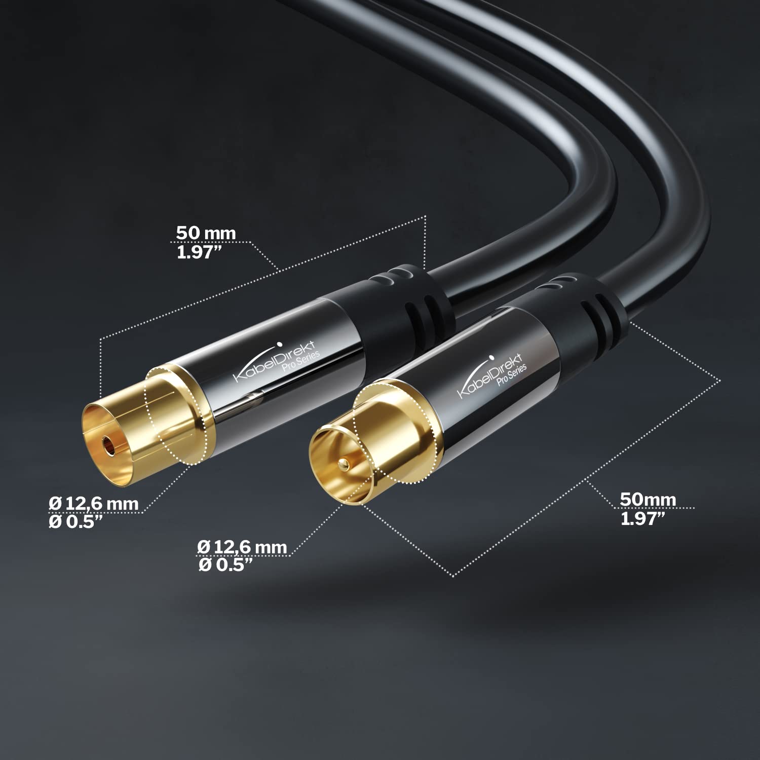 KabelDirekt – 4K TV Aerial Cable, Coaxial Cable – 20m – For Digital & Analogue TV, Metal Connectors – Available in 0.5-20m (Plug to Socket, for DVB-C/DVB-T/DVB-S, black)