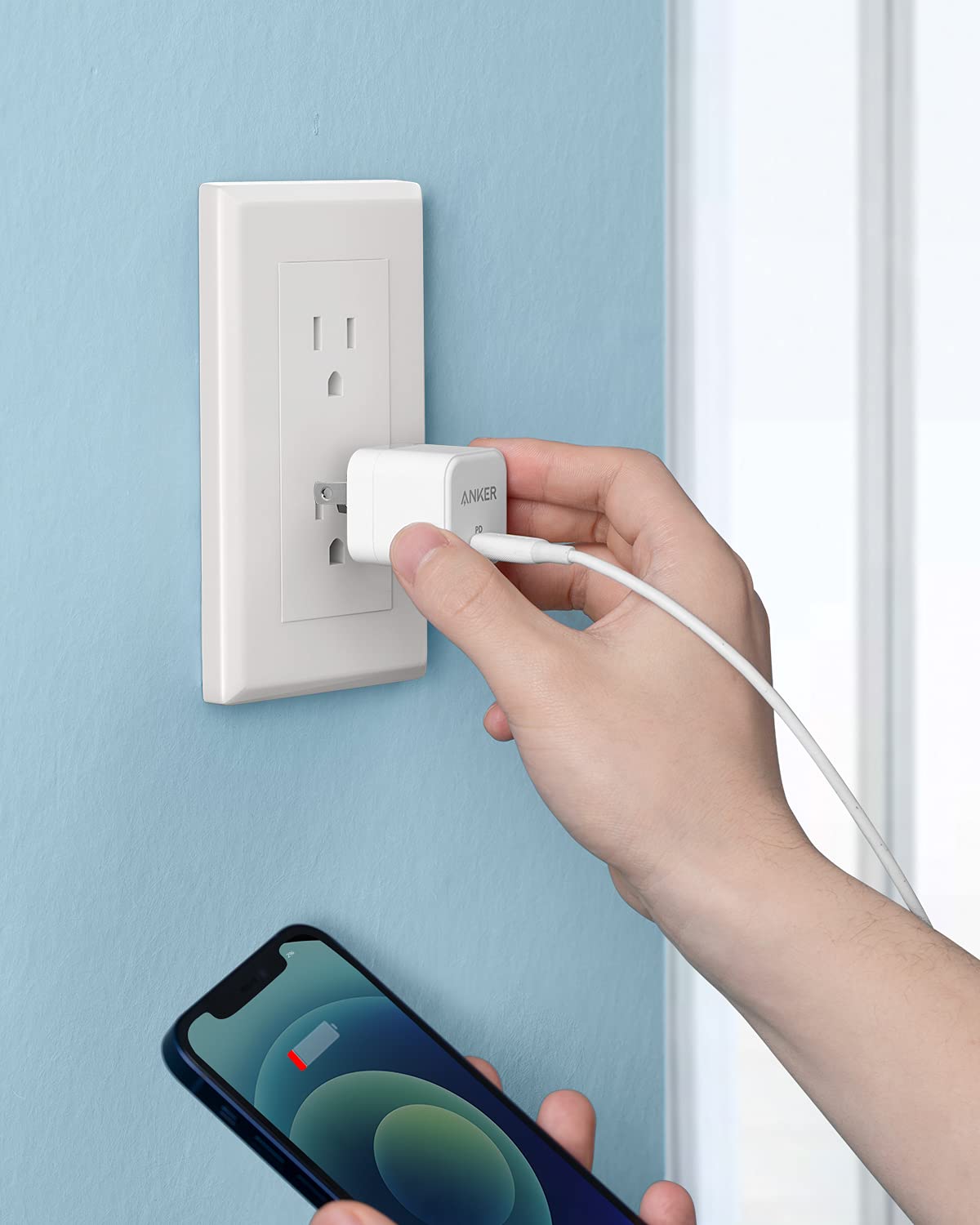 شاحن أنكر USB C، شاحن سريع 20 واط مع قابس قابل للطي، شاحن مكعب PowerPort III 20 واط لأيفون