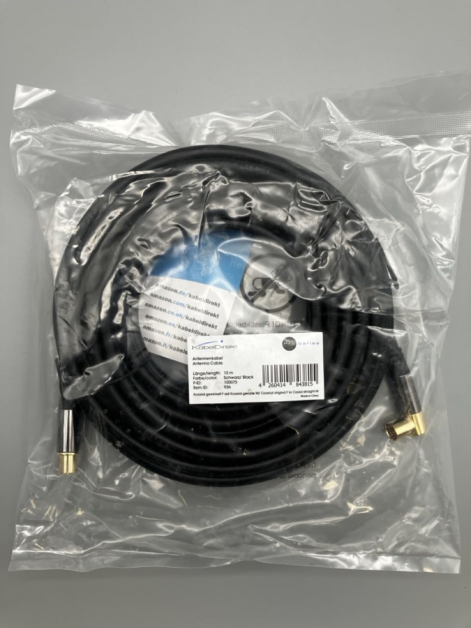 KabelDirekt – 4K TV Aerial Cable, Coaxial Cable, 90° Angled/Straight – 10m – Digital/Analogue – Available in 0.5-20m (Straight Plug/Angled Socket, DVB-C/DVB-T/DVB-S, black)