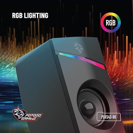 سماعات ألعاب من ماركة بورودو إضاءة RGB سلكية لون أسود