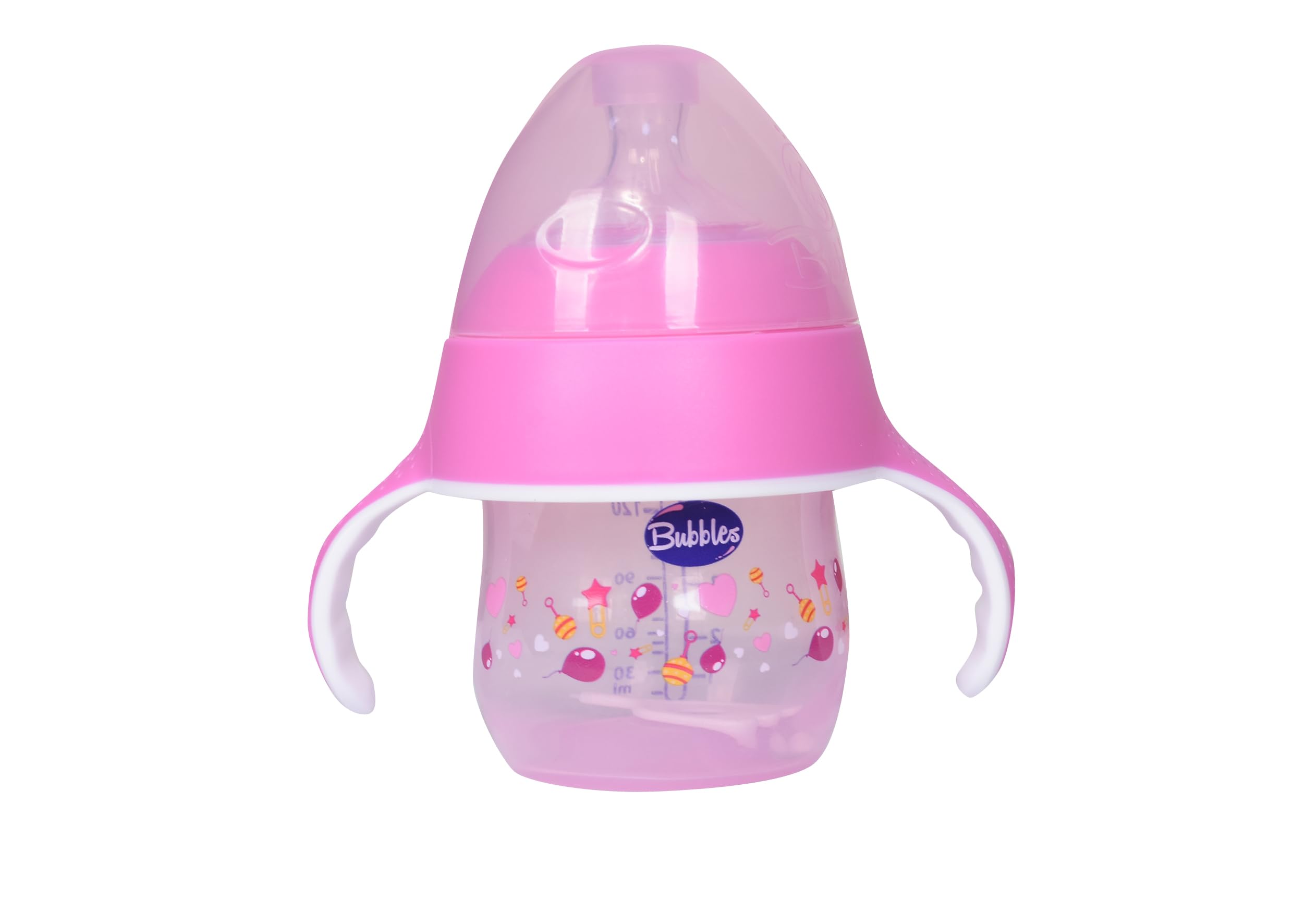 Bubbles natural feeding bottle 150 ml with hand rose