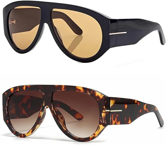 OSAGAMA Women Oversized Aviator Sunglasses Brown Retro Style – Safqqa Egypt
