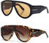 OSAGAMA Women Oversized Aviator Sunglasses Brown Retro Style