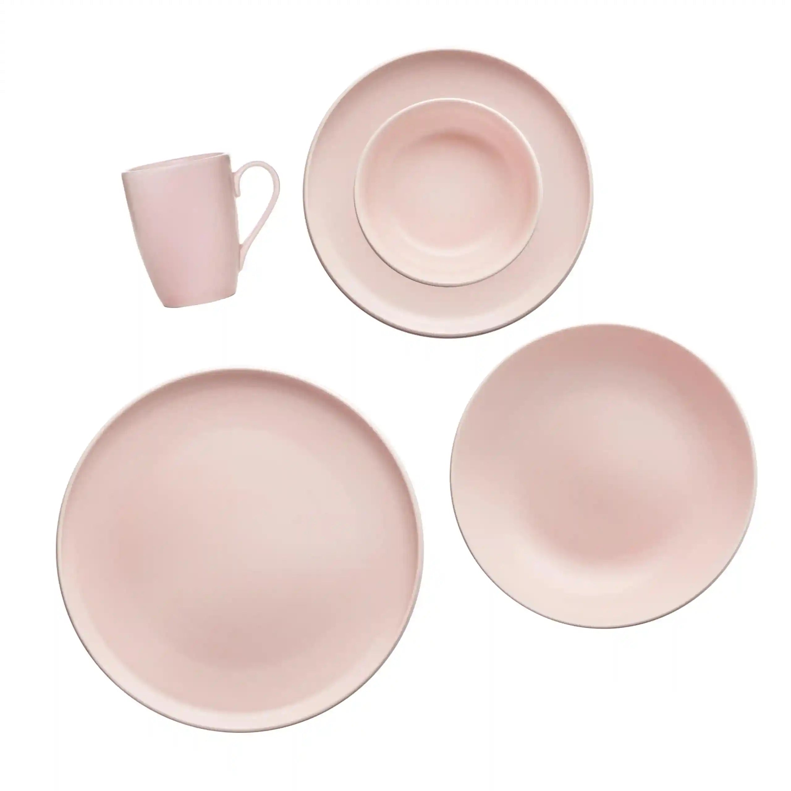 Fathy Mahmoud Porcelain Tableware Dinner 30-Piece Set, Matte Light Rose