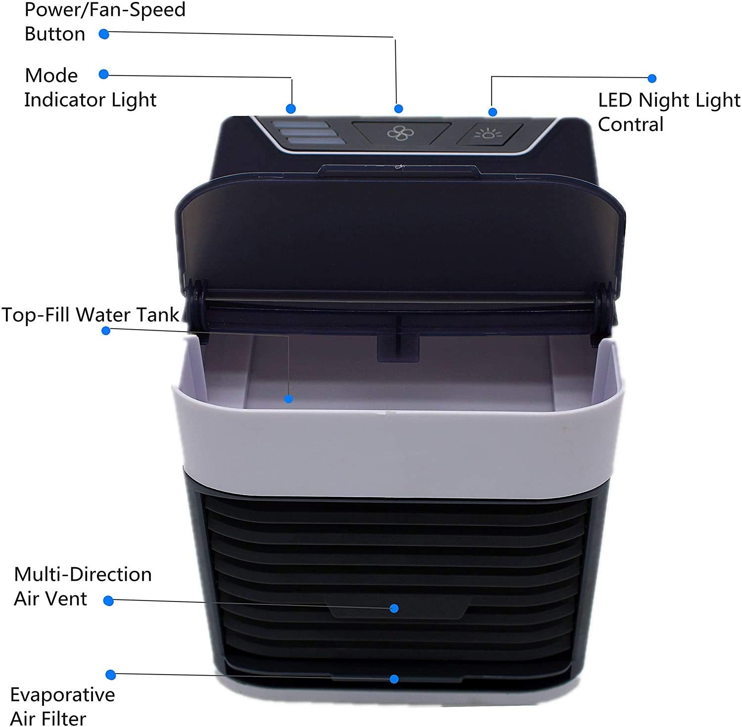 Hovico Personal Portable Air Cooler & Humidifier – USB Fast Charging, 7 Color Night Light – Safqqa Egypt
