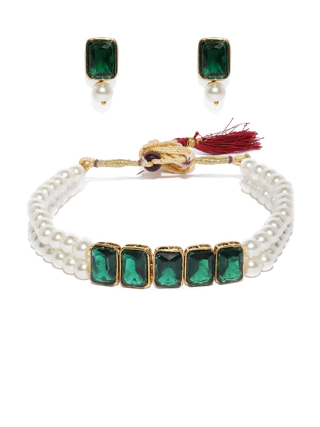 ZAVERI PEARLS Jewellery Set For Women -Green
