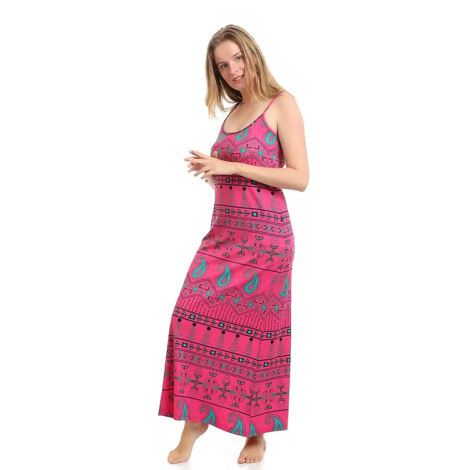 Kady Women Multi Patterns Deep Round Neck Long Nightdresses & Nightshirts