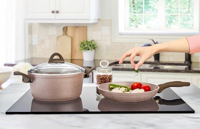 طقم حلل بابيلا 9 قطع لون بني صناعة تركية