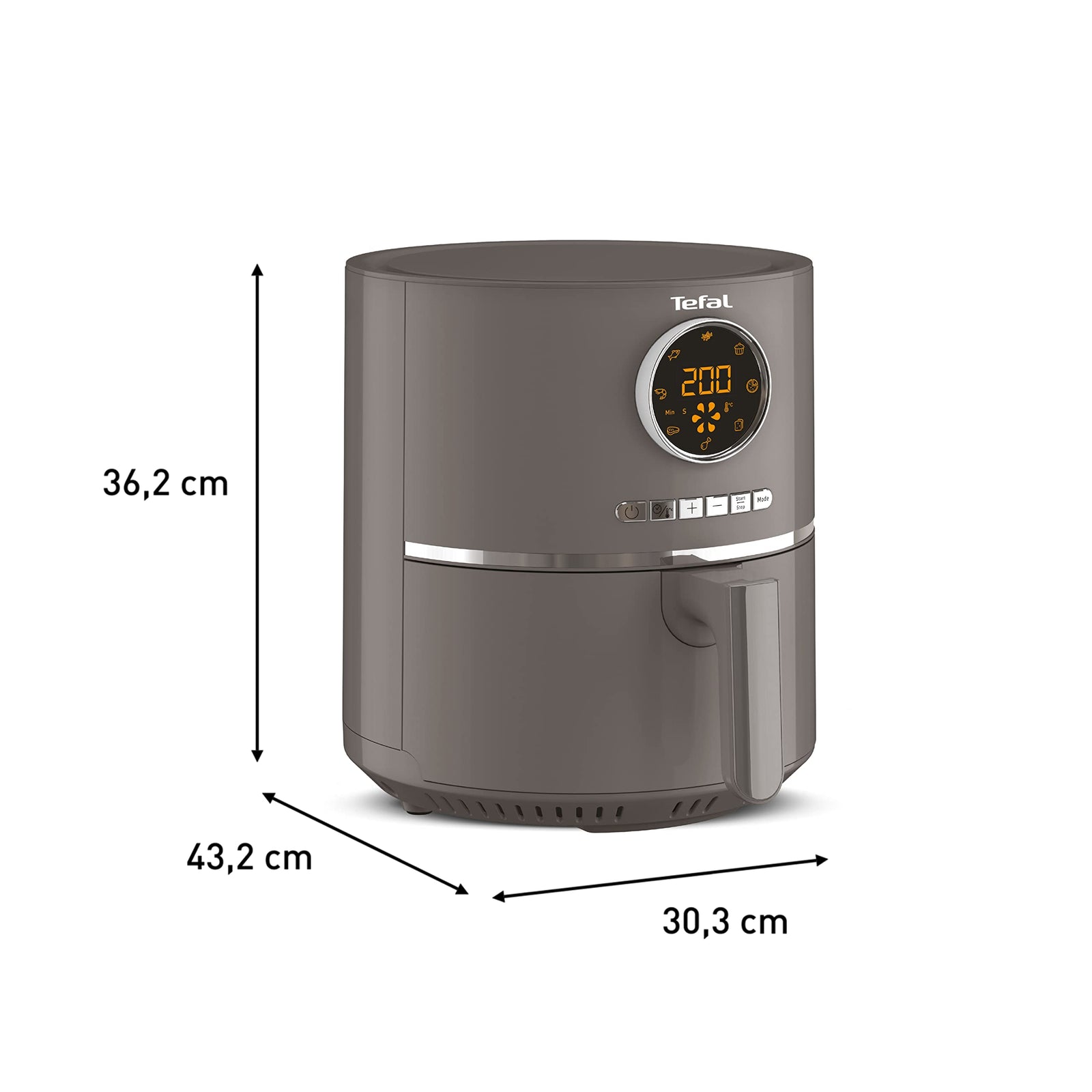 Tefal Ultra Fry Digital Air Fryer, 4.2 Liters, 8 Programs, Charcoal Grey - EY111B15