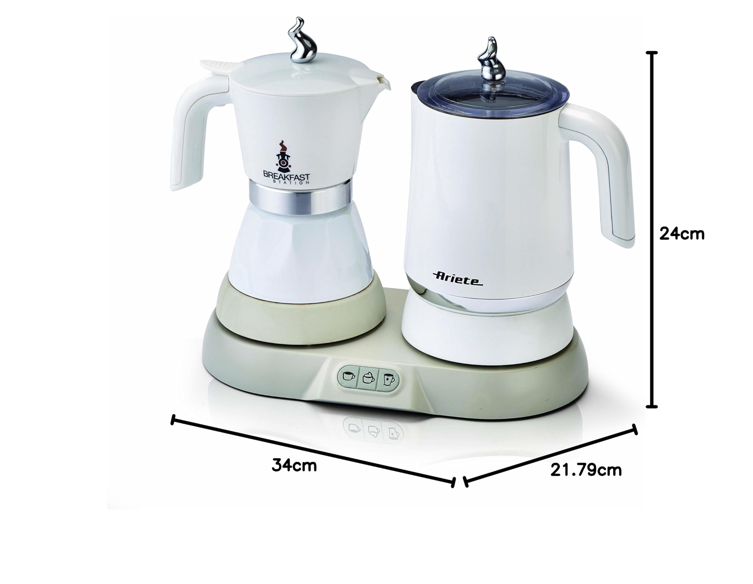 Ariete 1344 Breakfast Station – 3-in-1: Moka Pot, Kettle & Milk Frother