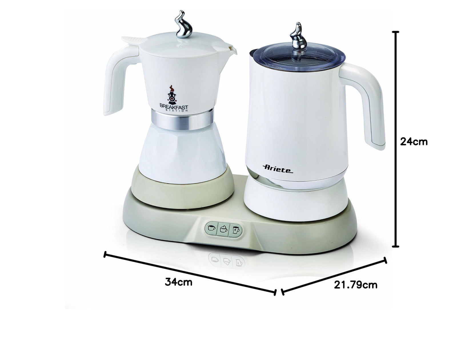 Ariete 1344 Breakfast Station – 3-in-1: Moka Pot, Kettle & Milk Frother