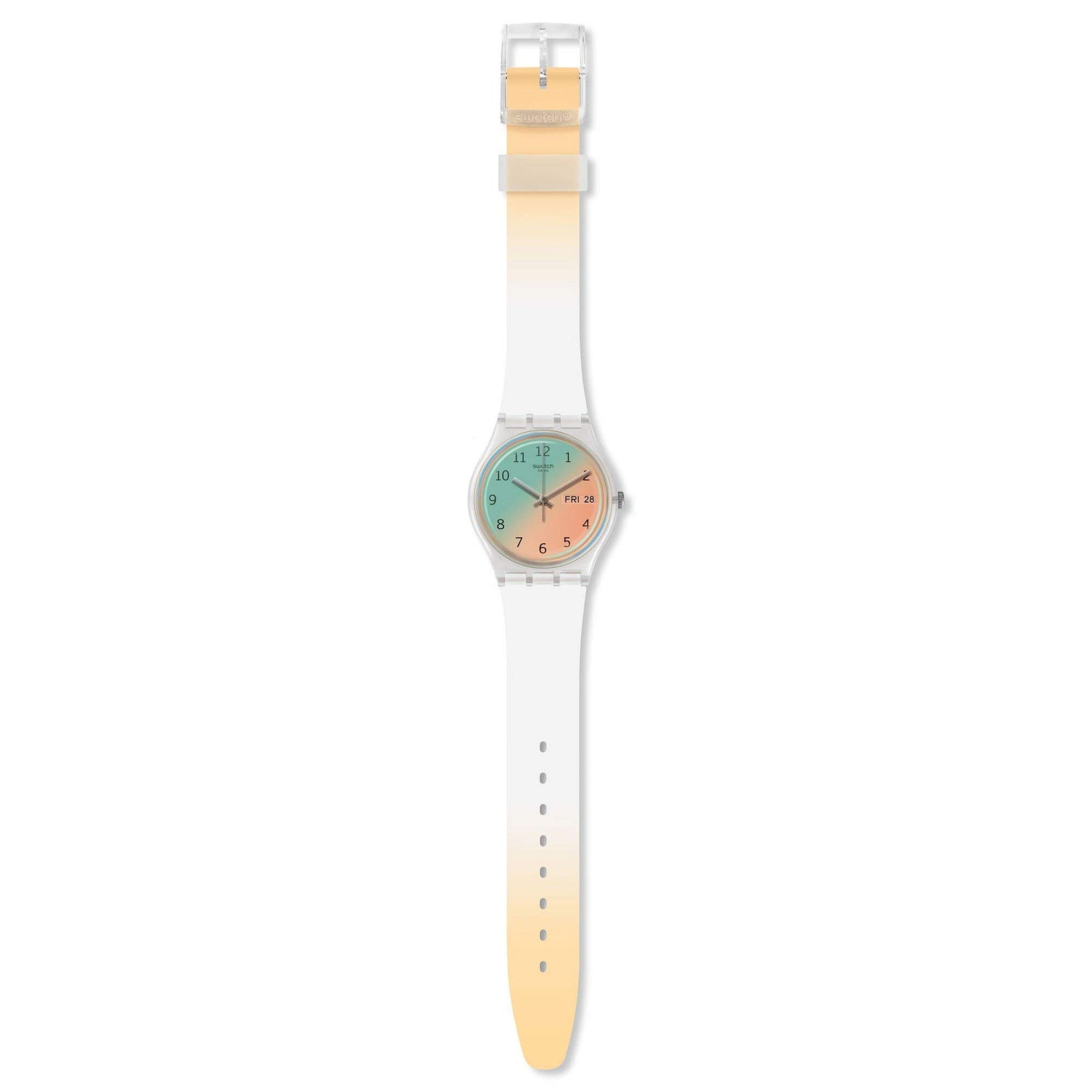 Swatch Silicone Two-Tone Dial Round Analog Watch for Women -