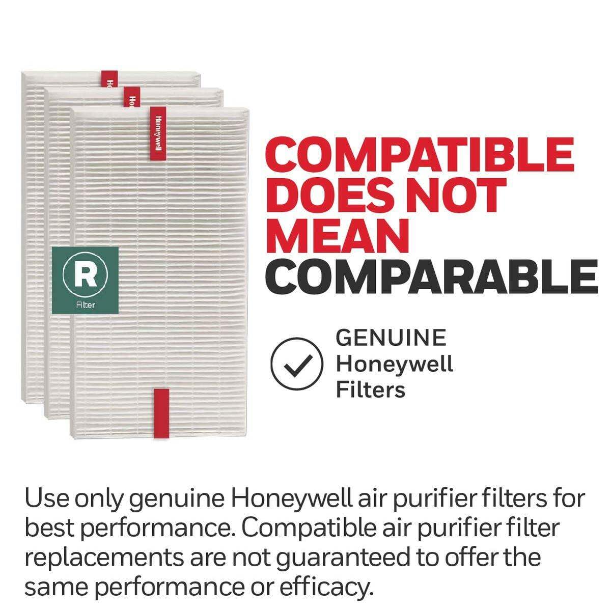 Honeywell HEPA Air Purifier Filter R, 3-Pack for HPA 100/200/300 and 5000 Series - Airborne Allergen Air Filter Targets Wildfire/Smoke, Pollen, Pet Dander, and Dust, White