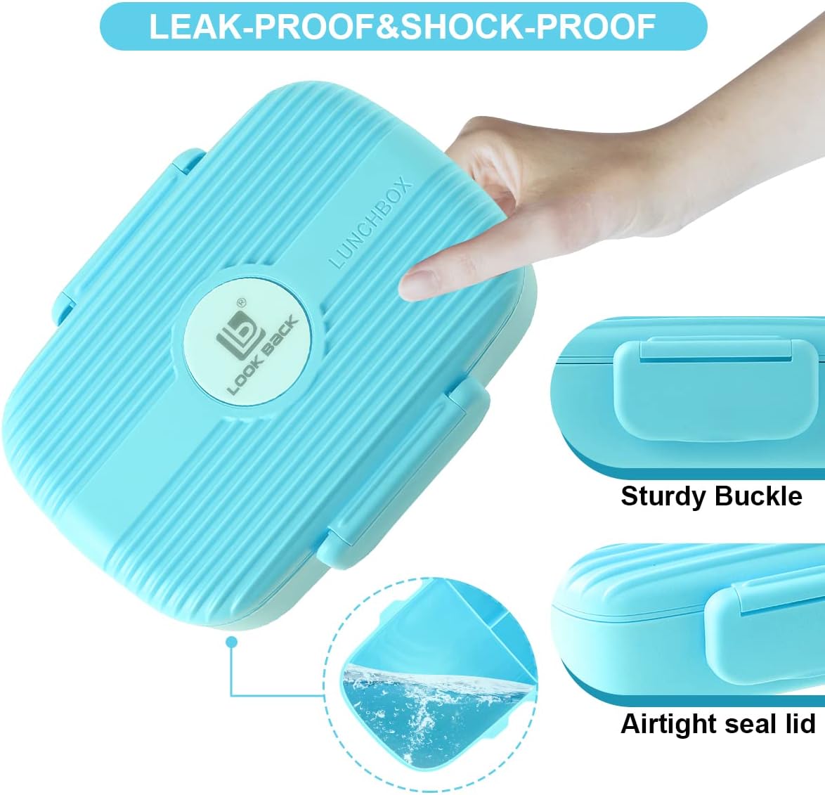 Plaman Lunch Box with compartments, Kids Lunch Box , bento Box Sustainable Leak-Proof, Lunch Box with Cutlery Kindergarten, Salad Box to go for School/Work/Picnic Trips