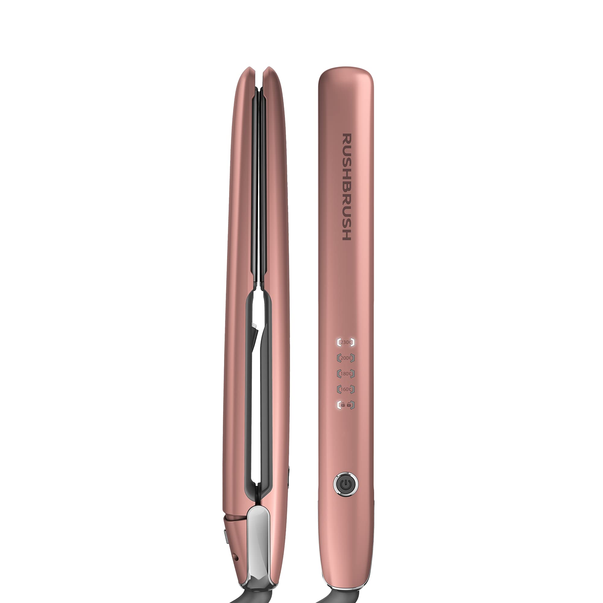 Rush Brush X3 glam straightener rose gold, titanium plates, ionic, 230c, fast heat