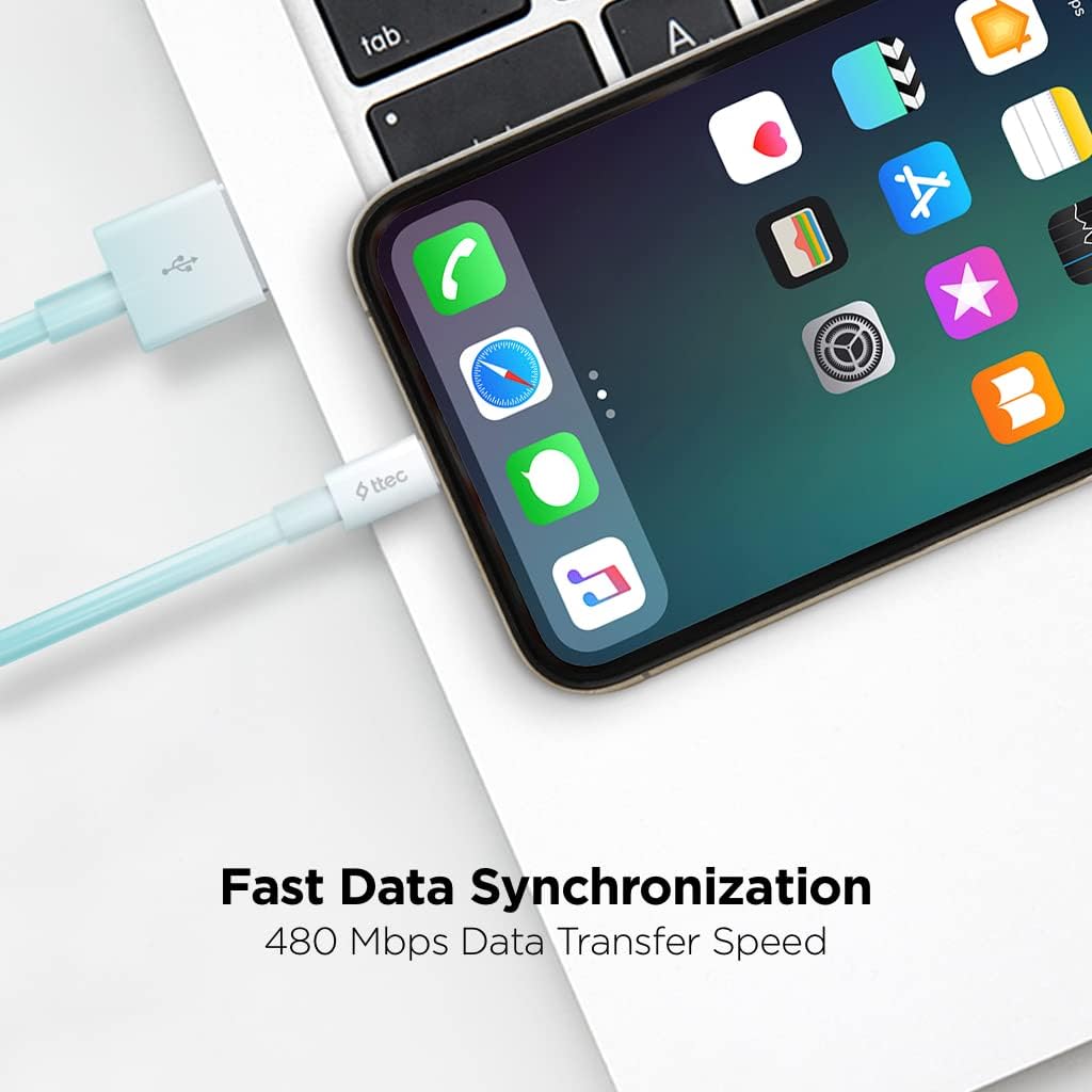 كابل بيانات لايتنينج USB، طول100 سم باللون الابيض، موديل 2Dk7508Bb من تي تيك