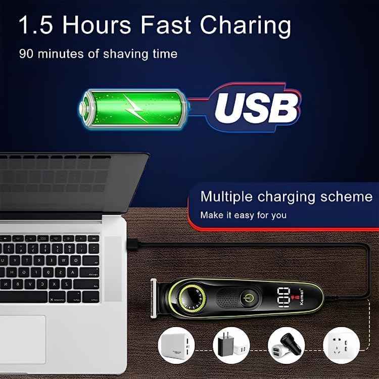 KEMEI KM-696 5 in 1 electric HAIR SHAVER full care grooming kit. Professional Body Ear Nose Hair, Men’s Beard Grooming Kit Mustache Trimmer, Cordless Electric Hair Clippers Haircut - Safqqa Egypt