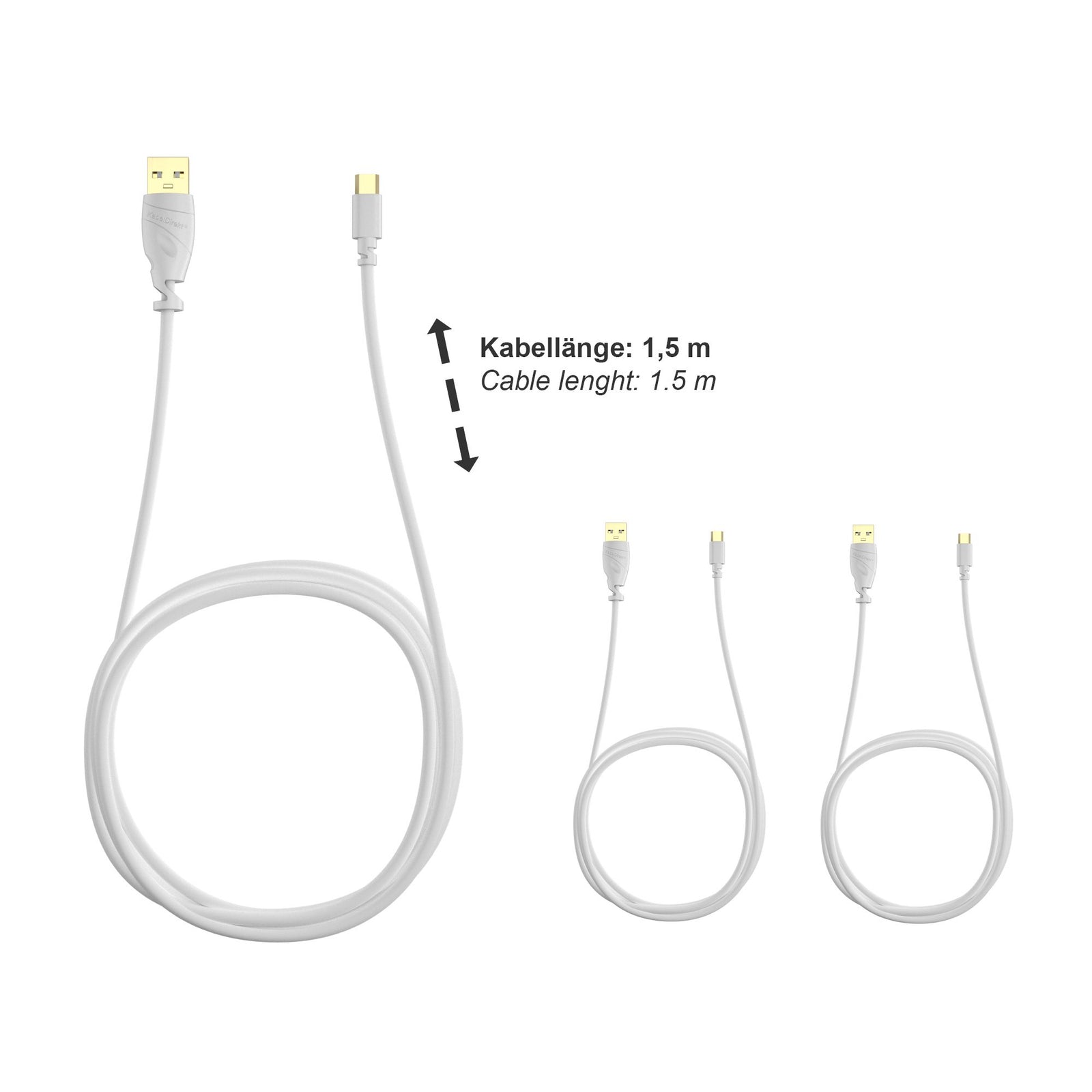 KabelDirekt 852 1.5m 5 x Micro USB Cable (USB 2.0, Synch & Charge Cable) TOP Series white