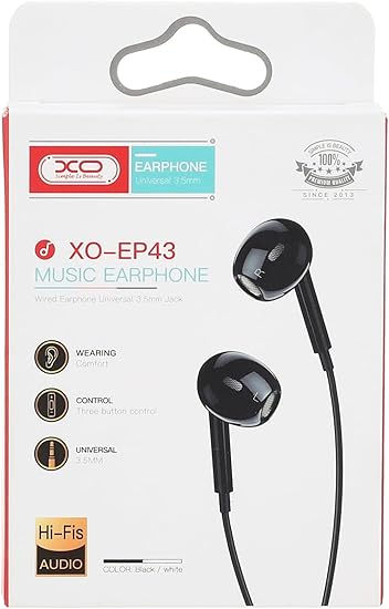 XO EP43 In-Ear Music Earphones - 1.2m, Black