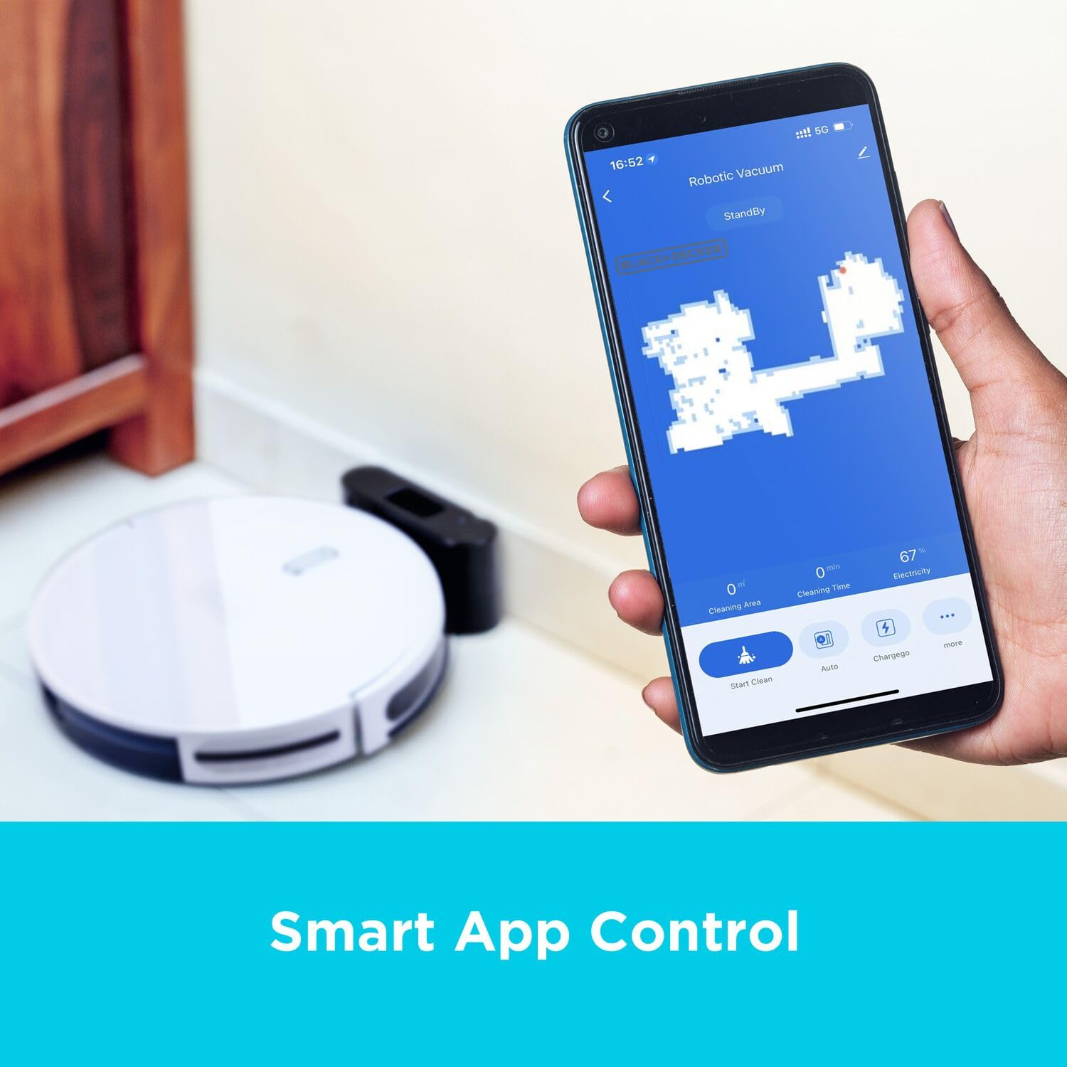 مكنسة روبوتية وماسح أرضيات من بلاك آند ديكر – متوافقة مع أليكسا وجوجل أسيستنت