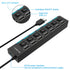Multi Port USB Splitter, 7 Port USB 2.0 Hub, USB A Port Data Hub with Independent On/Off Switch and LED Indicators, Lights for Laptop, PC, Computer, Mobile HDD, Flash Drive and More (Black 2.0) - Safqqa Egypt