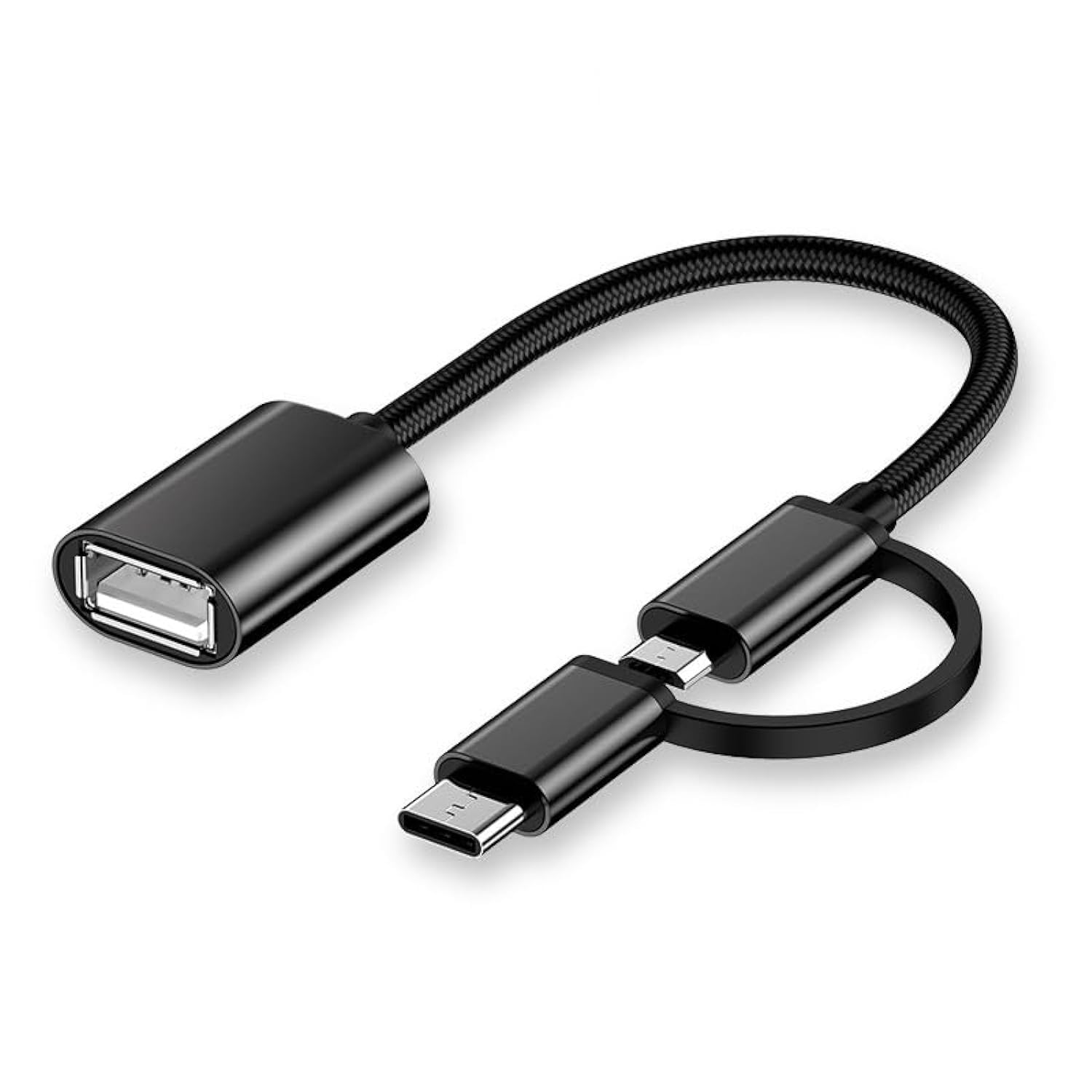 كيندكس KX 3178 2 في 1 تايب C + مايكرو إلى OTG كابل تحويل نقل بيانات (GP91) - أسود، USB