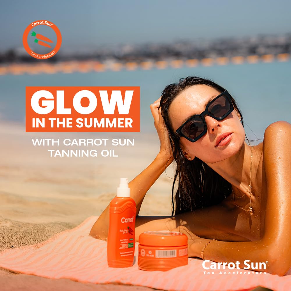 كريم التسمير Carrot Sun بنكهة البابايا مصمم لمساعدتك على الحصول على تسمير عميق ومشرق مع تغذية وحماية البشرة.