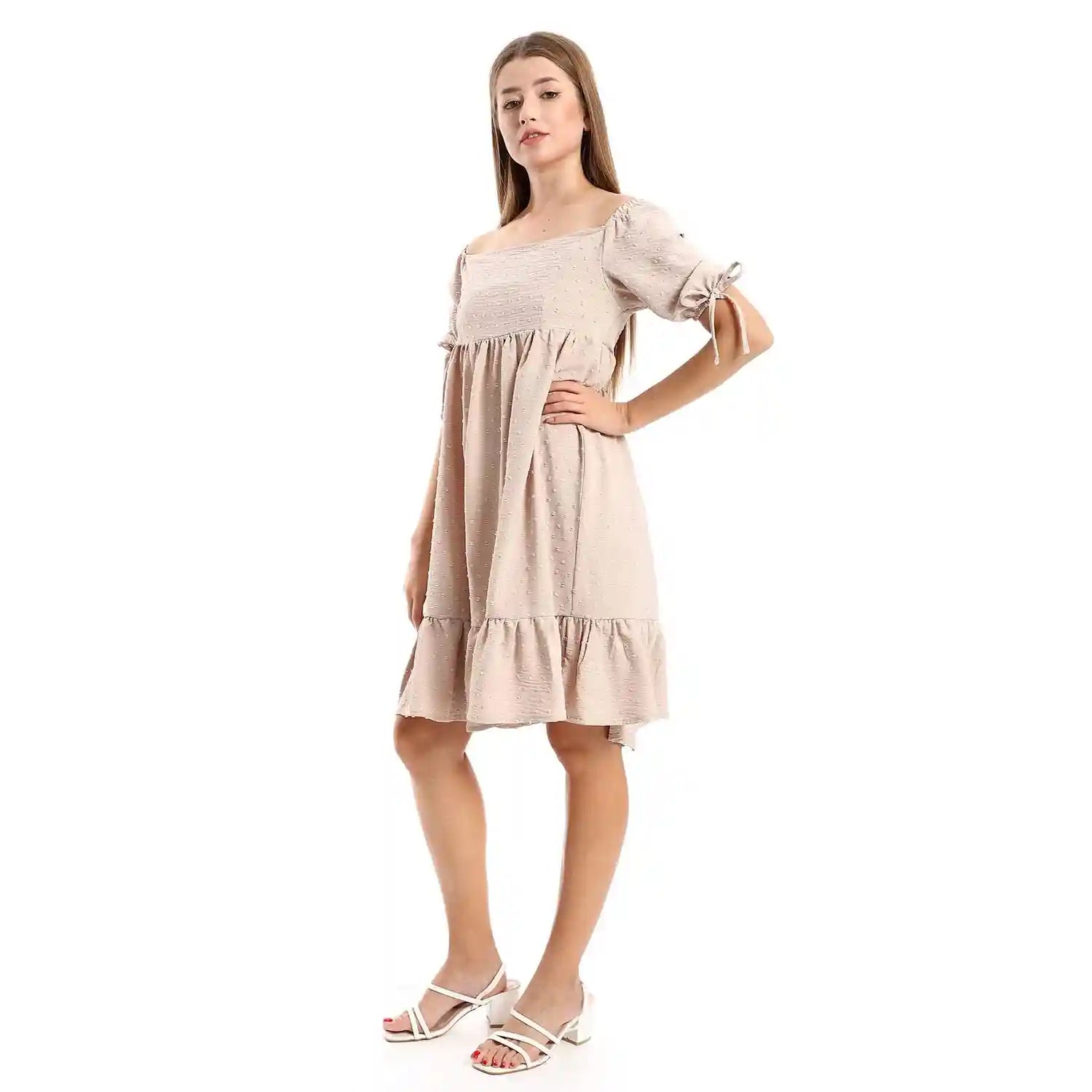 JAMILA Women Self Stitched Square Collar Tiered Tunic TUNIC - Safqqa Egypt