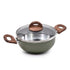 Celar Aluminium Casserole with Soft Touch Fitting Wooden Handle, 24 cm Diameter, Green, Made In Portugal